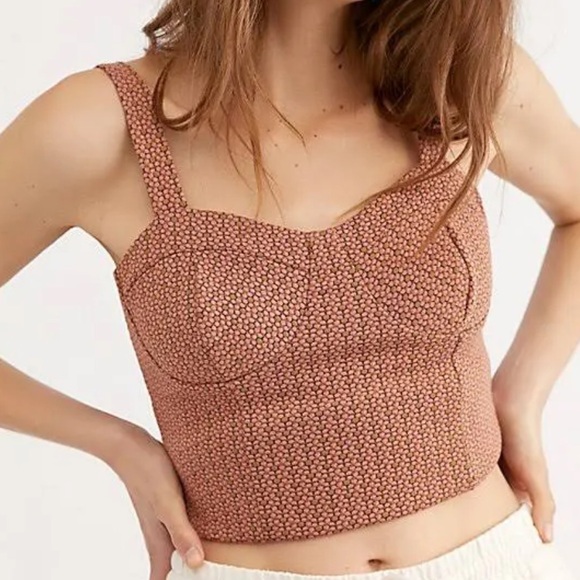 Free People Tops - FREE PEOPLE Peach Sunflower Bustier Crop Top